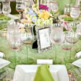 green and pink table setting