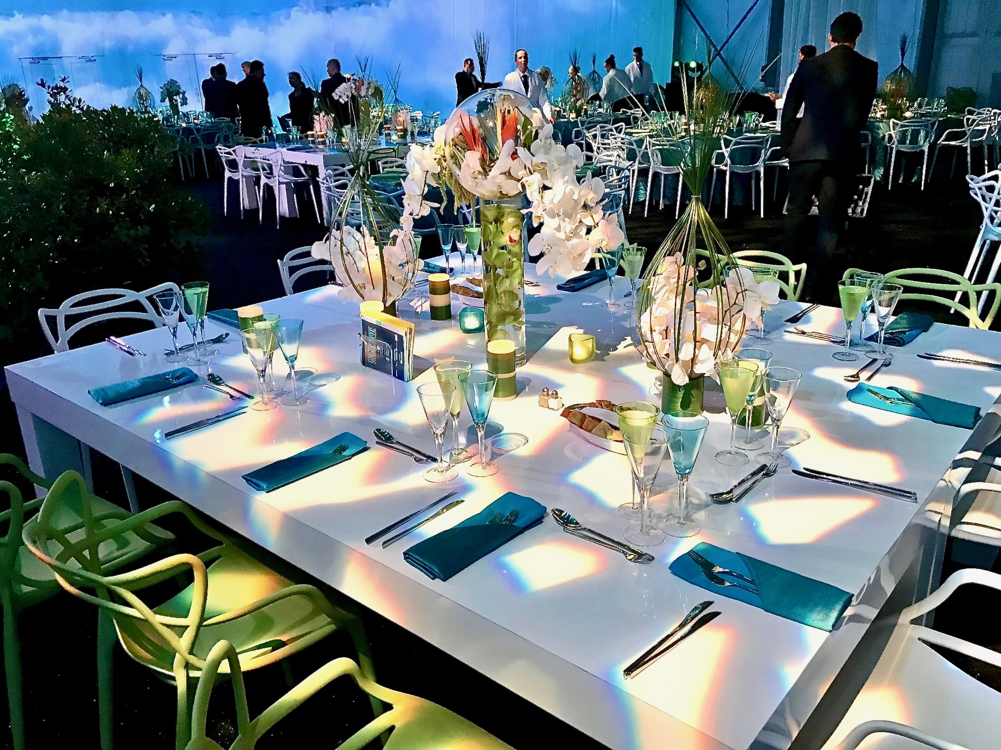 Table setup at a wedding