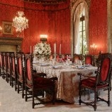 Indoor special event setup in the State Dining Room at Belmont Mansion