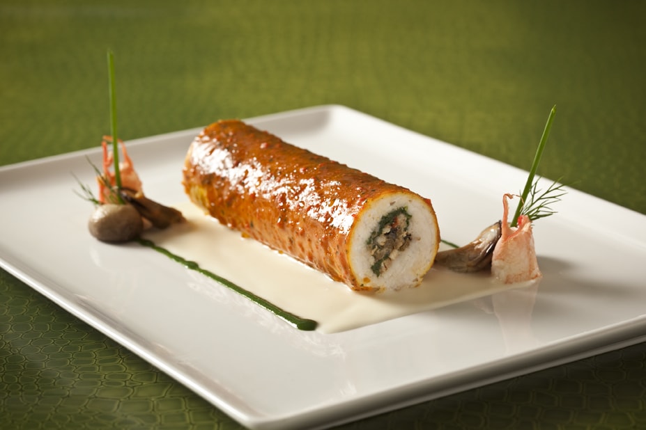 Pacific Halibut Roulade with Maine Lobster and Spinach 