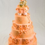 peach colored wedding cake