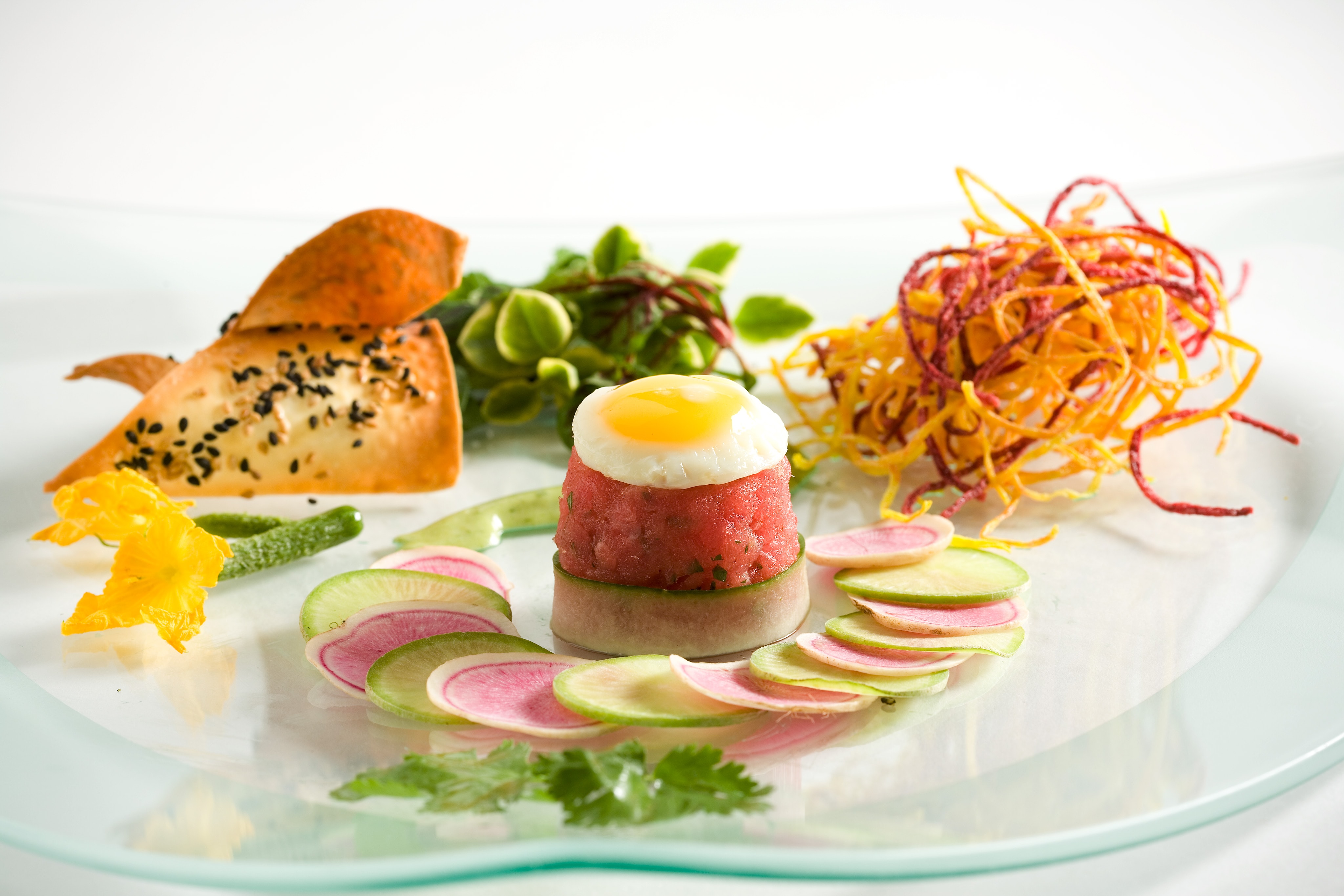 Tuna Tartar with Spring Vegetable and Haystack Potato